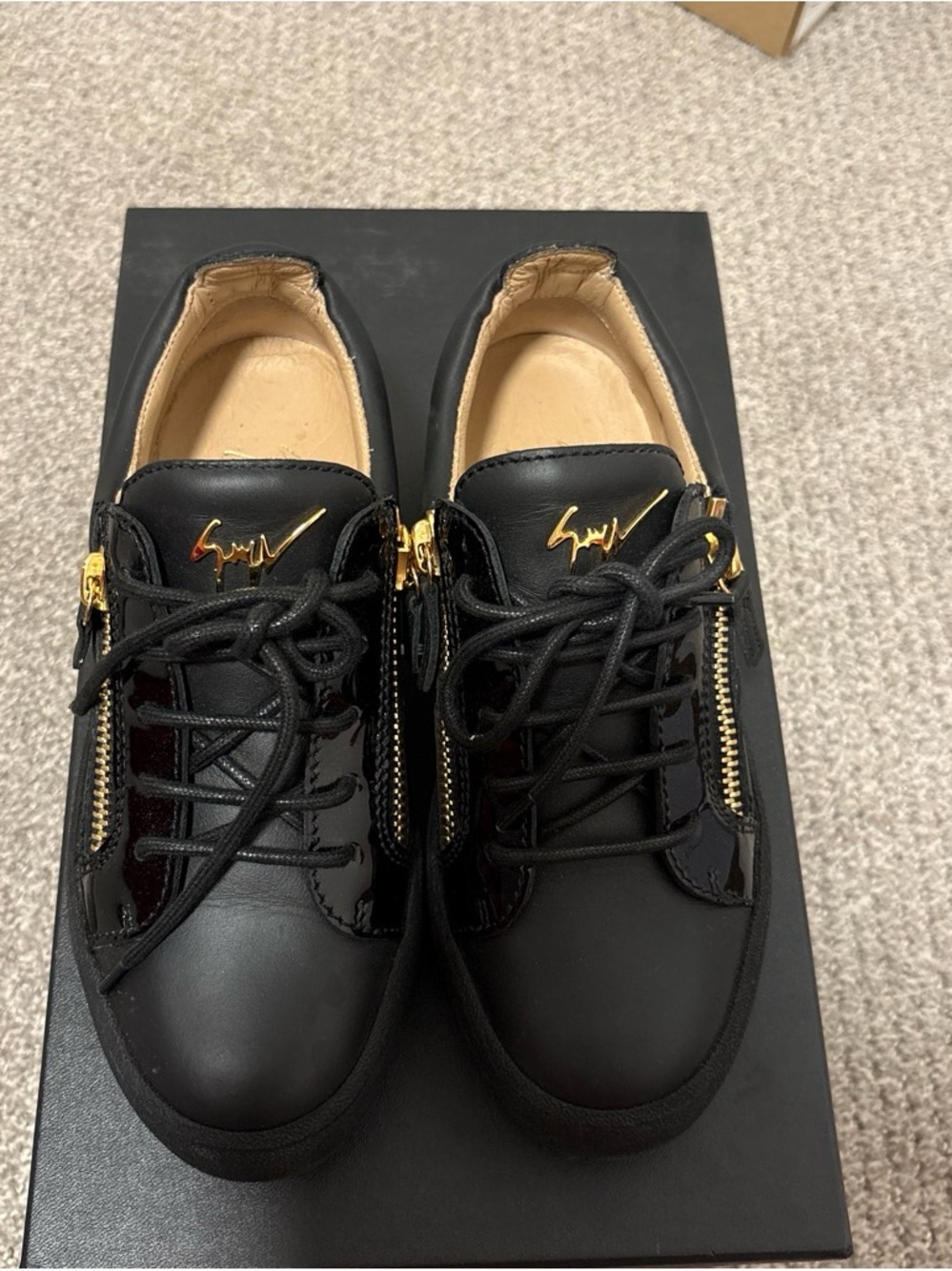Giuseppe Zanotti Black Sneakers with Gold Accents